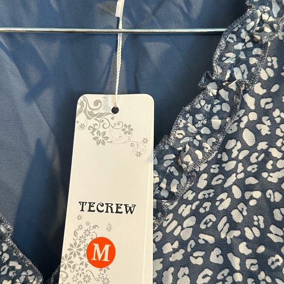 TECREW Womens Summer Boho Floral V Neck Ruffle Short Sleeve Midi Dress F… - Picture 4 of 6